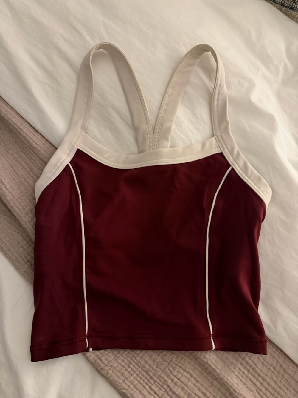 lululemon athletica Maroon and Cream Tank Top